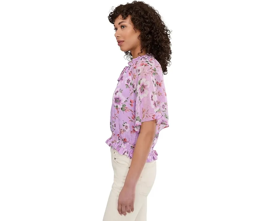 Блузка Ruffle Raglan Keyhole Tie Top от CeCe с рюшами и завязкой