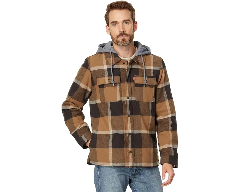 Куртка Levi's из хлопка с капюшоном и подкладкой из шерпи
