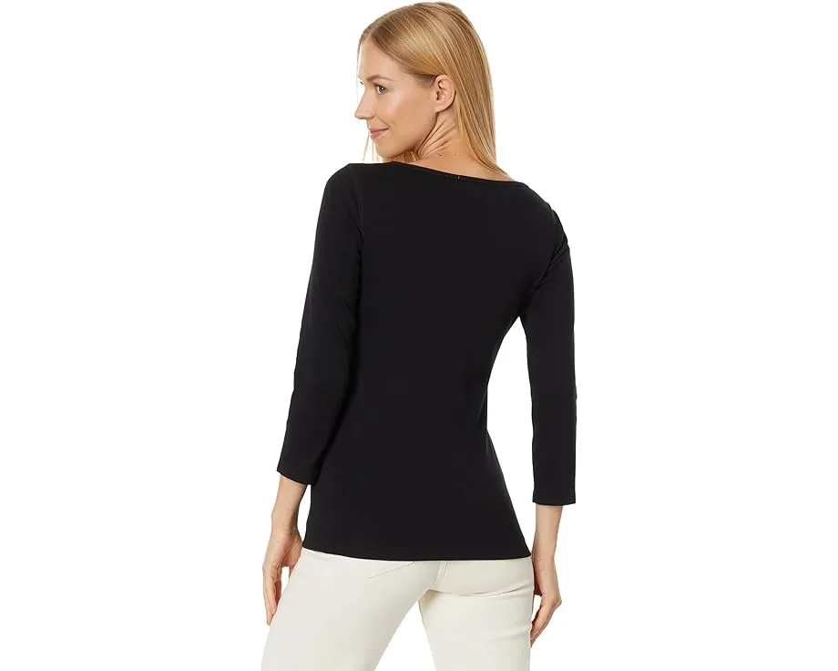 Топ Lilla P с лодочкой и рукавом три четверти из рибаны 1x1