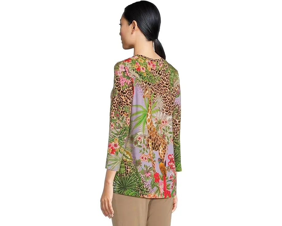 Футболка с V-образным вырезом и рукавом 3/4 The Janie Favorite от Johnny Was