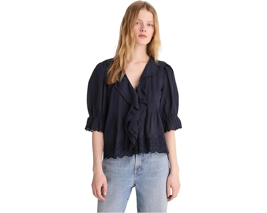 Блузка Madewell Ruffled Puff-Sleeve Top с рюшами и пышными рукавами