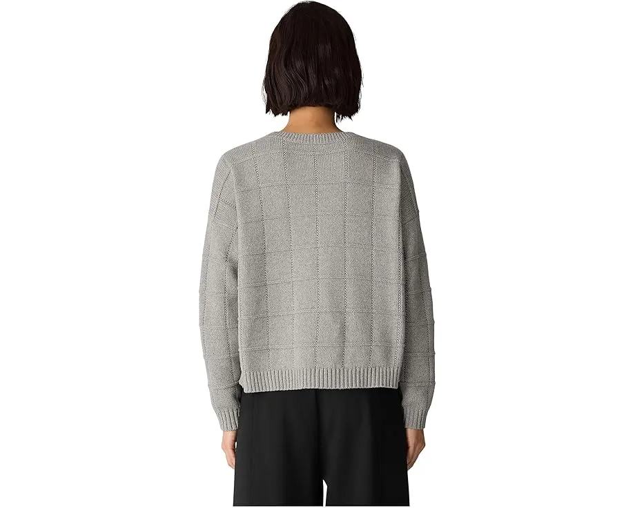 Свитер с круглой горловиной из хлопка и переработанного кашемира Eileen Fisher