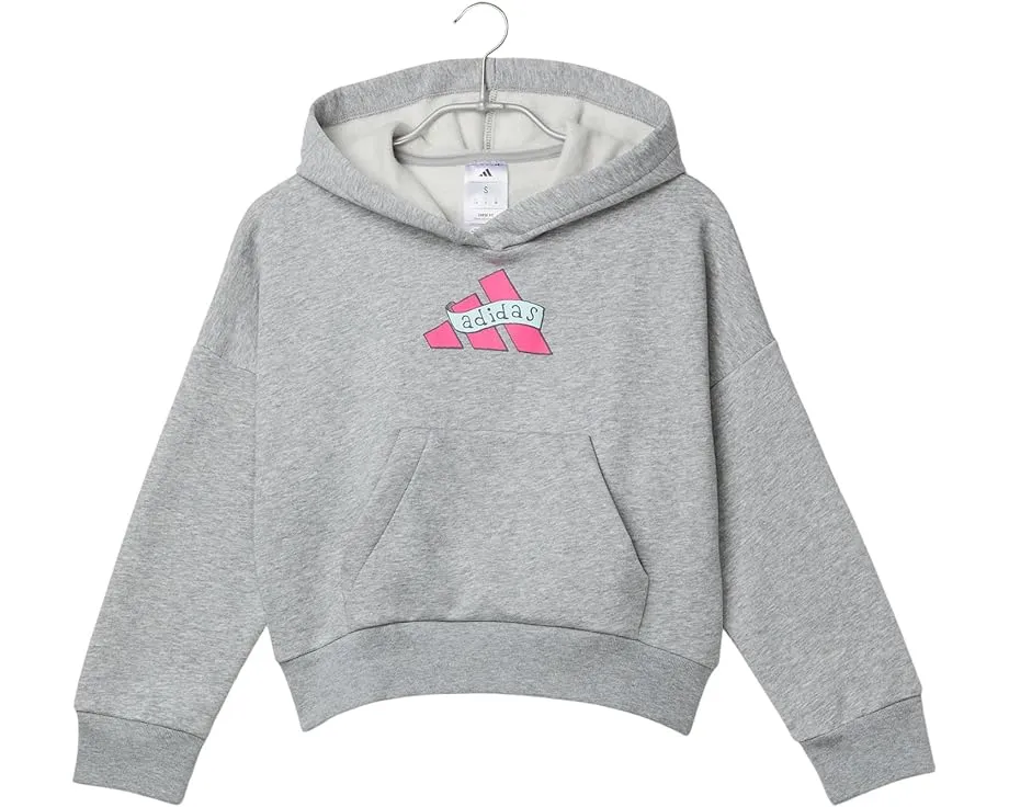 Толстовка adidas Kids Heather Multi Graphic Fleece с капюшоном и разноцветными принтами
