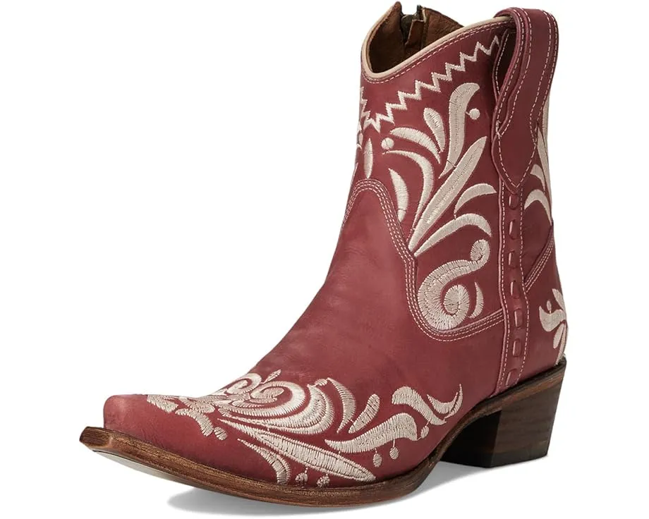 Ботинки Corral L6223 с красной вышивкой и молнией на щиколотке