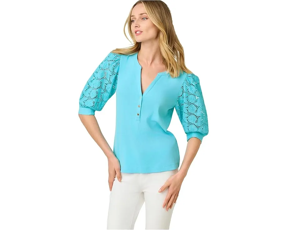 Топ Ronson с ажурными рукавами и пуговицами от Lilly Pulitzer