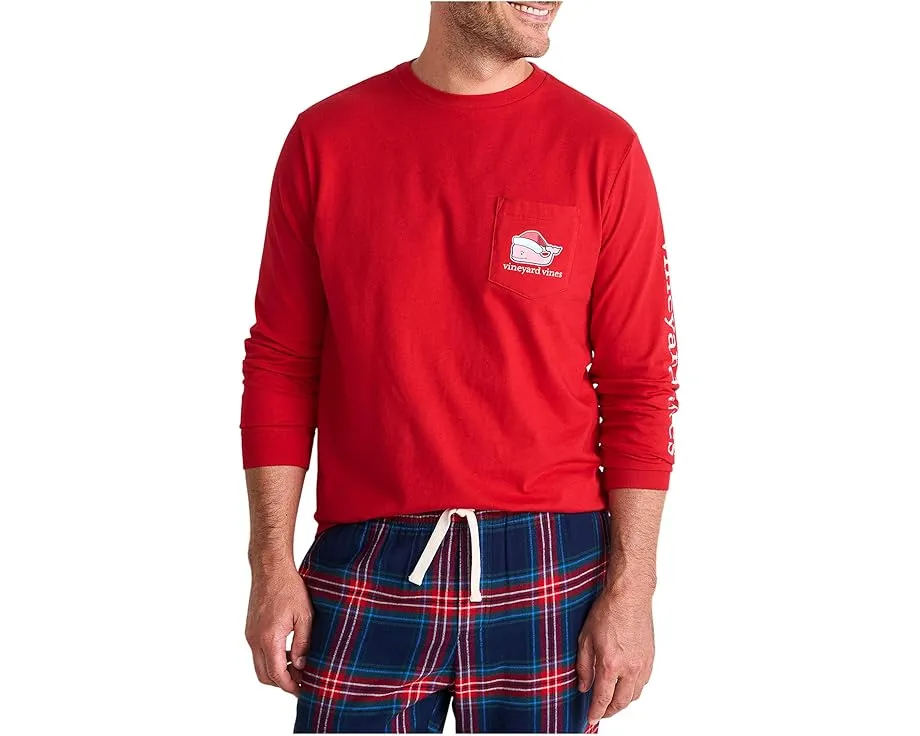 Длинная футболка 2025 Santa Whale с новогодним принтом Vineyard Vines