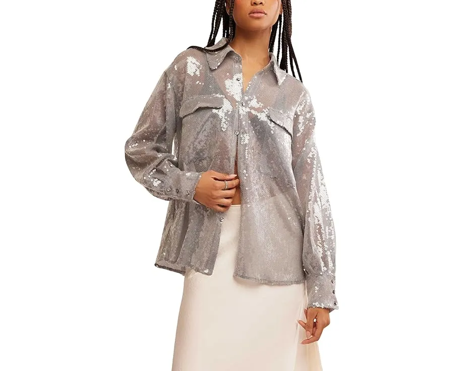 Рубашка Free People Disco Margartia с воротником и длинными рукавами