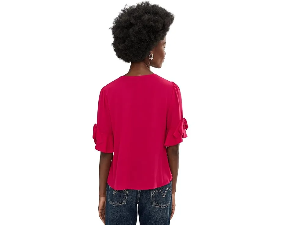 Топ CeCe с пышным рукавом до локтя и бантом