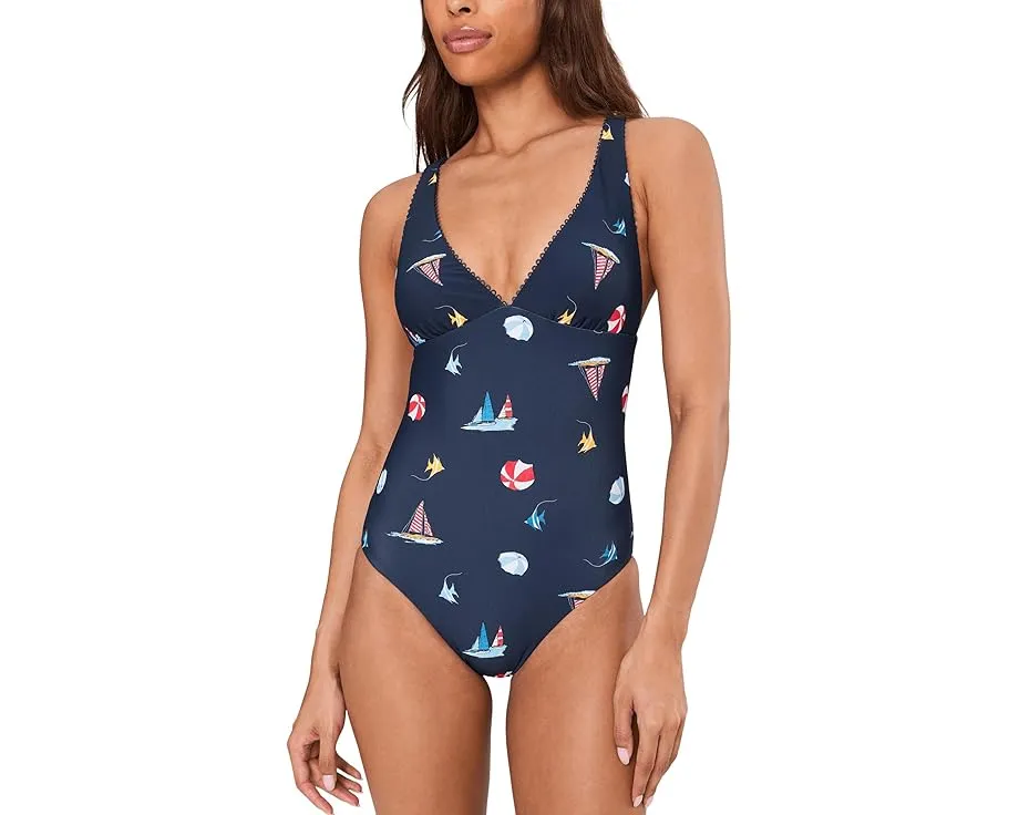 Цельный купальник Seafolly BeachClub с глубоким V-вырезом и съемными чашками