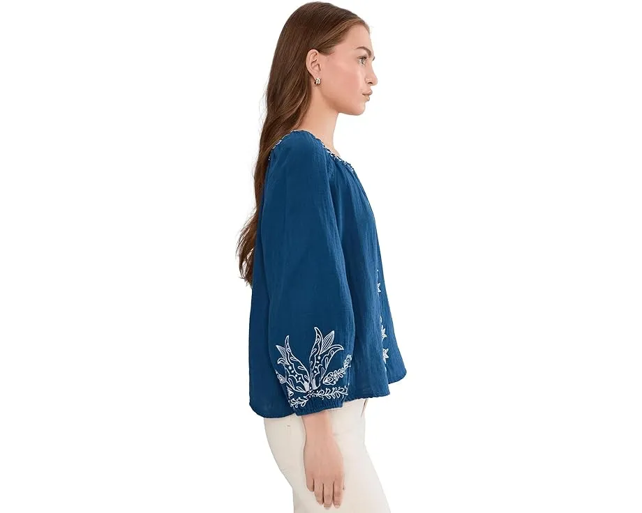 Блуза Liverpool Los Angeles с рукавом 3/4 и вышивкой на эластичной горловине