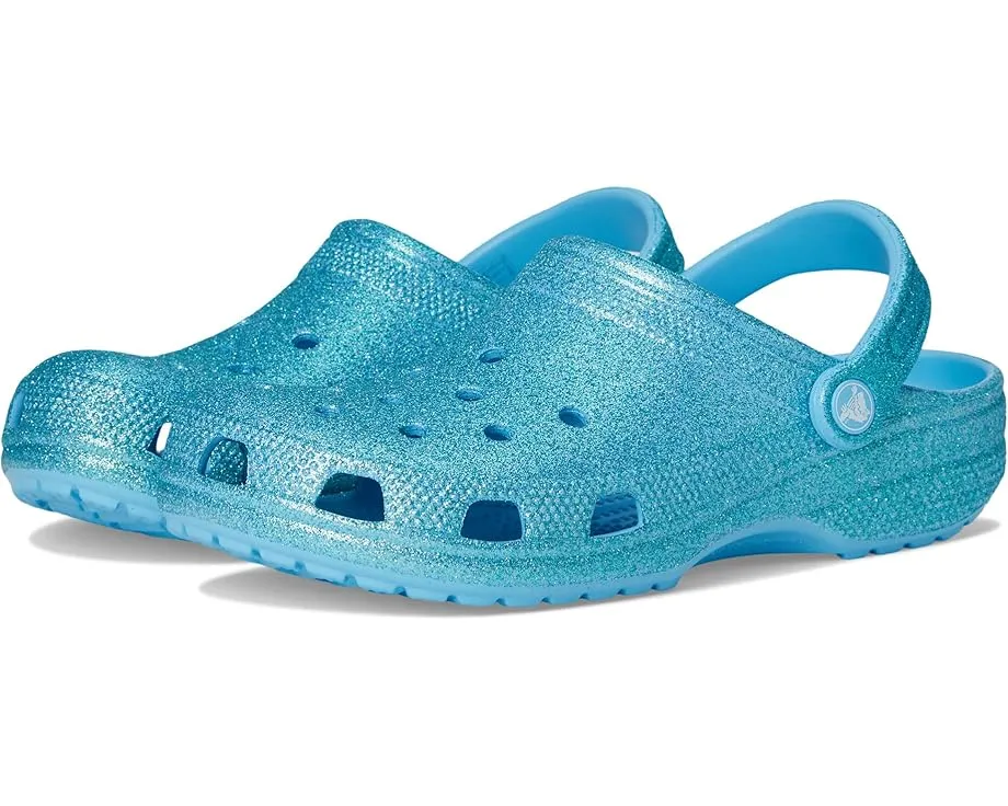 Кроксы Classic Clog с блестками и регулируемым ремешком
