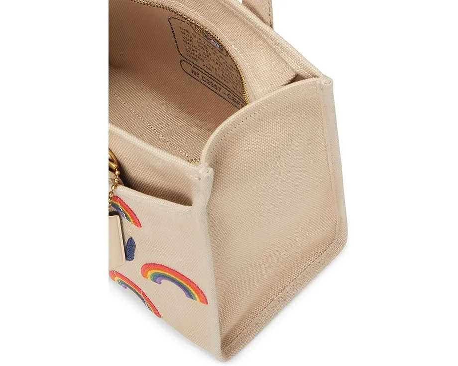 Сумка-тоут COACH Cargo Tote Bag 26 с вышивкой радуги и съемным ремнем