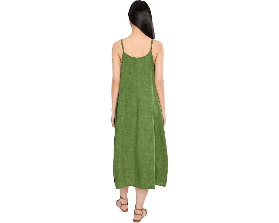 Платье макси Washed Organic Linen Delave Cami с бретелями и вырезом лодочкой Eileen Fisher