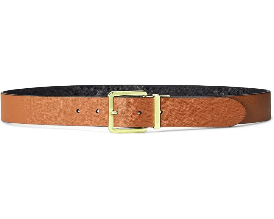 Двусторонний кожаный ремень Lauren Ralph Lauren с узором в клетку