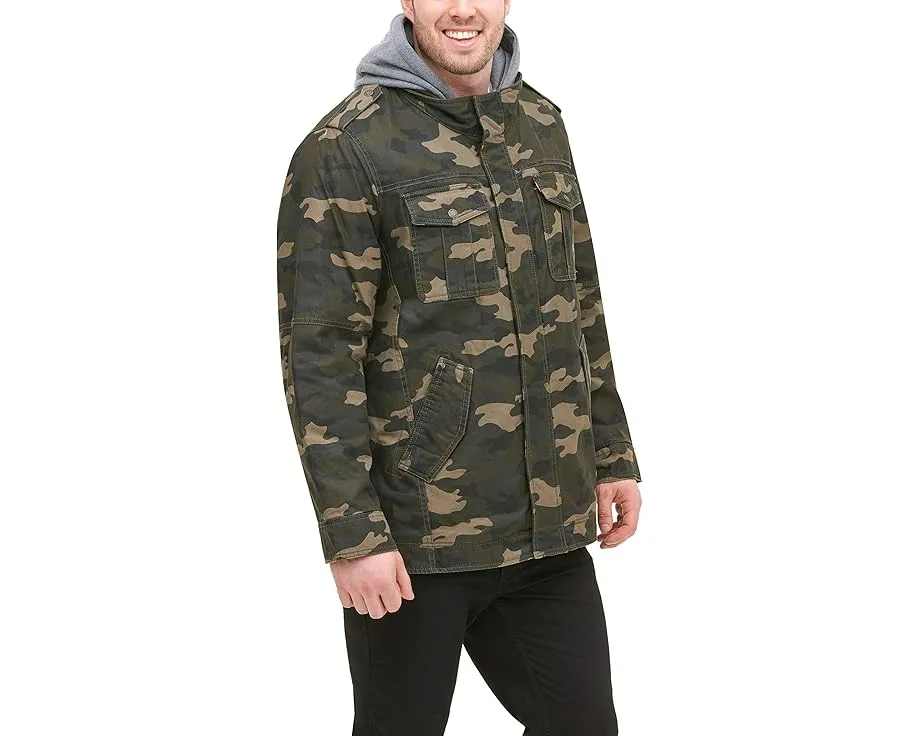 Levi's военная куртка с капюшоном из постиранного хлопка и подкладкой Sherpa