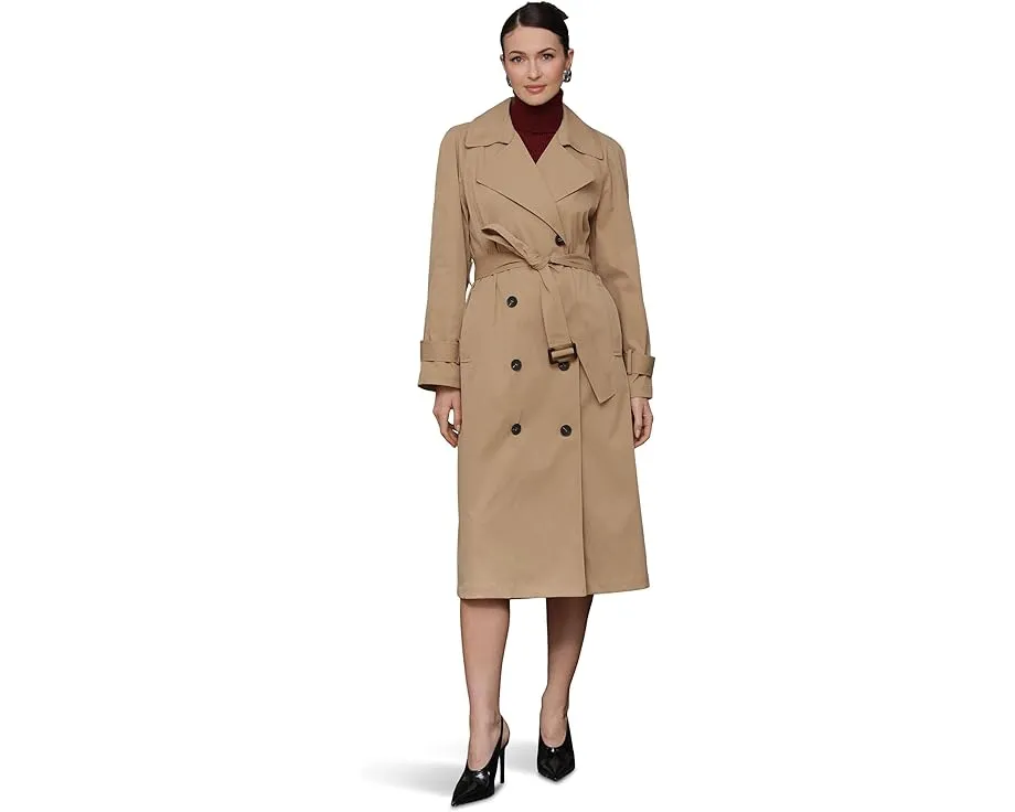 Оверсайз тренч с поясом и двубортной застежкой