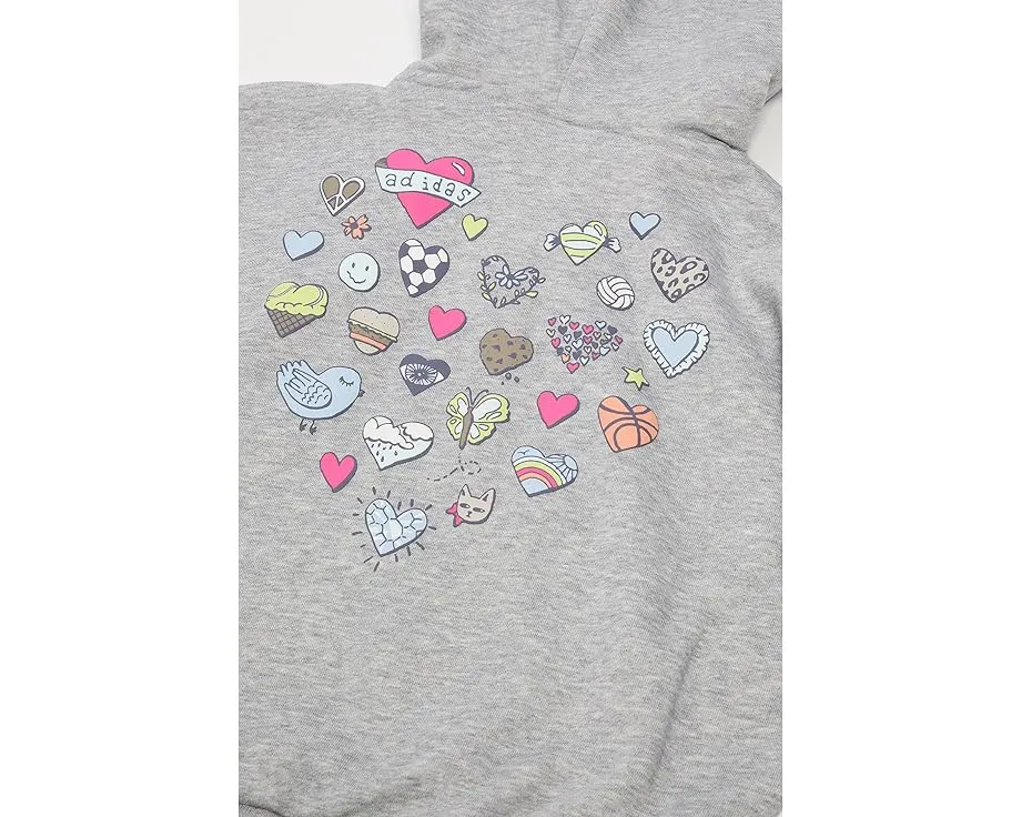 Толстовка adidas Kids Heather Multi Graphic Fleece с капюшоном и разноцветными принтами