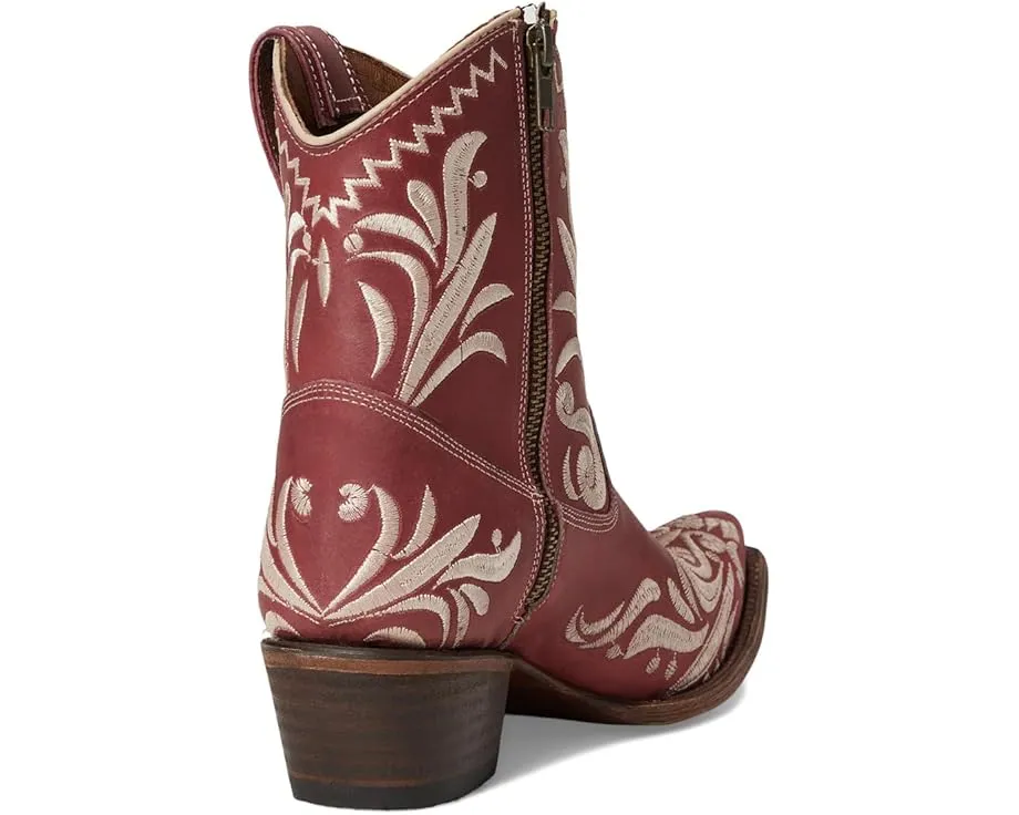 Ботинки Corral L6223 с красной вышивкой и молнией на щиколотке