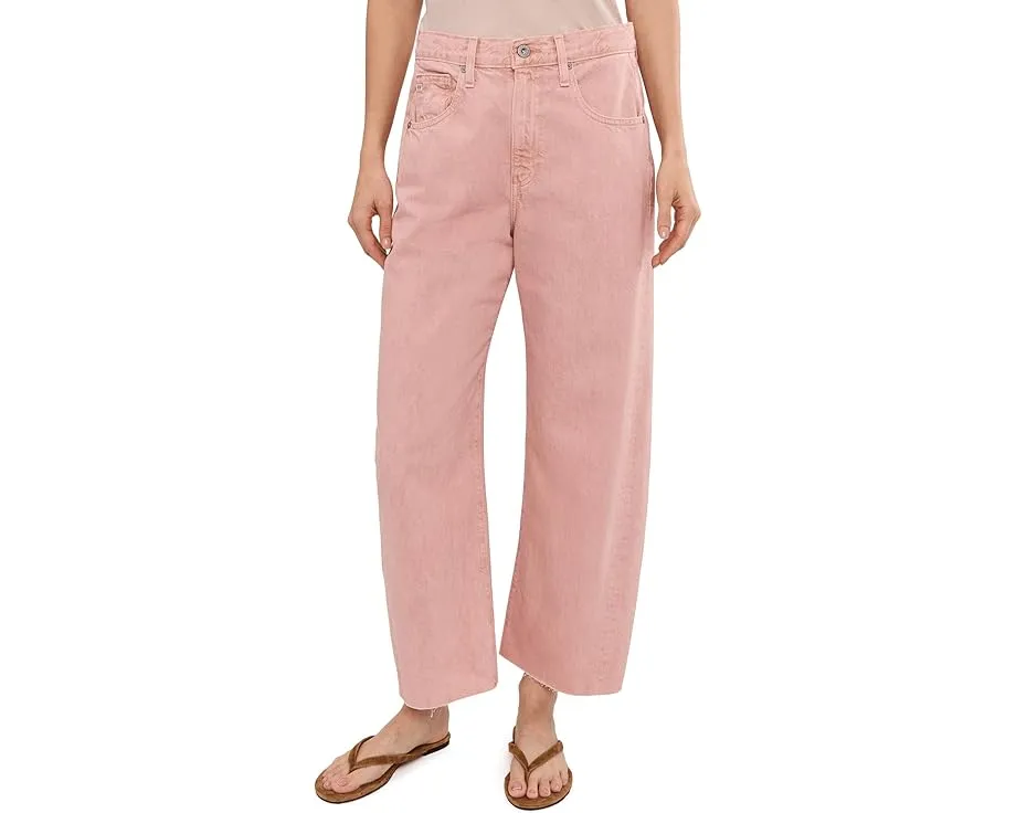 Джинсы Hattie High-Rise Crop Barrel AG Jeans из серо-розовой ткани Sulfur Sparkling Rose с зауженным кроем