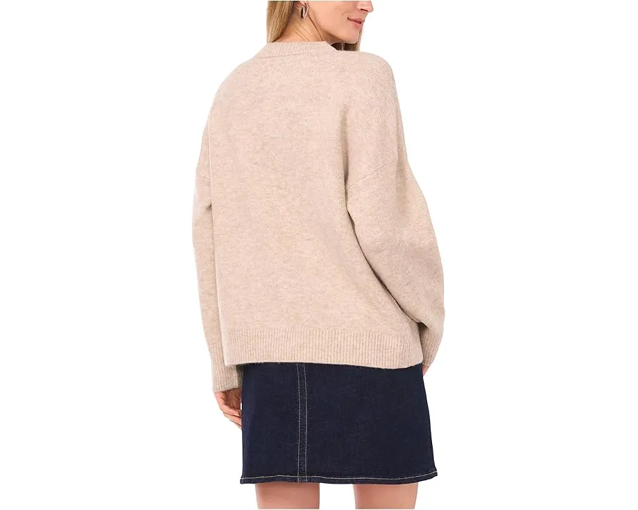Свитер с круглым вырезом и цветочным мотивом Vince Camuto