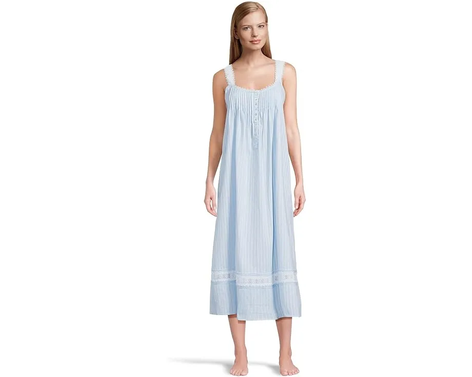 Ночная сорочка Eileen West из хлопка с кружевом и квадратным вырезом