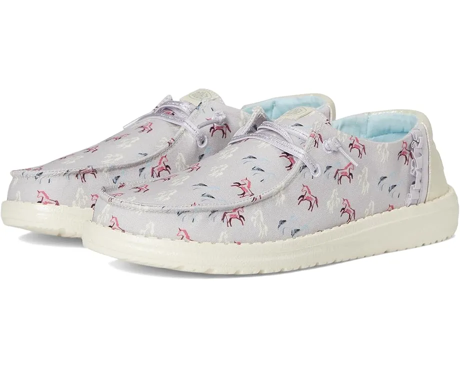 Детские слипоны Hey Dude Kids Wendy Unicorn Sparkle с текстильным верхом и блестками