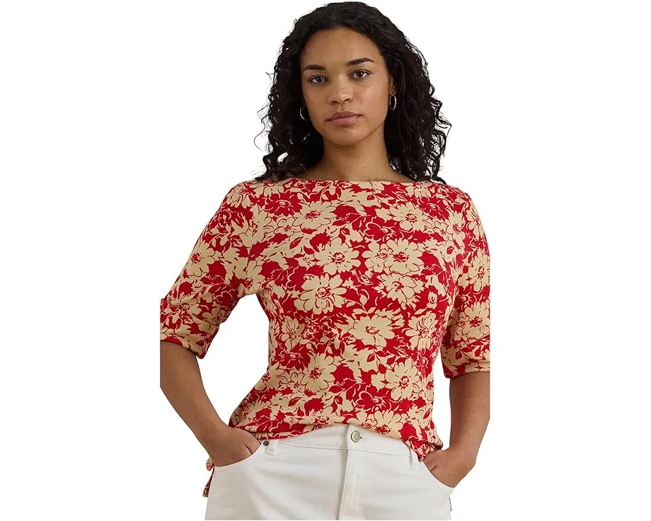 Футболка Lauren Ralph Lauren Plus Size с цветочным принтом и лодочкой