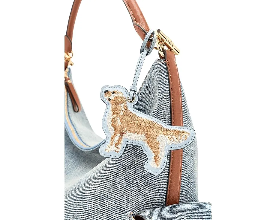 Кожаный шарм Lauren Ralph Lauren с вышивкой золотистого ретривера