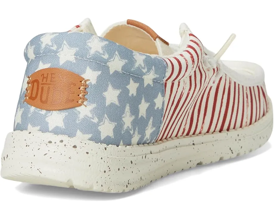 Детские слипоны Hey Dude Wally Americana с патриотичным принтом и технологией Flex & Fold