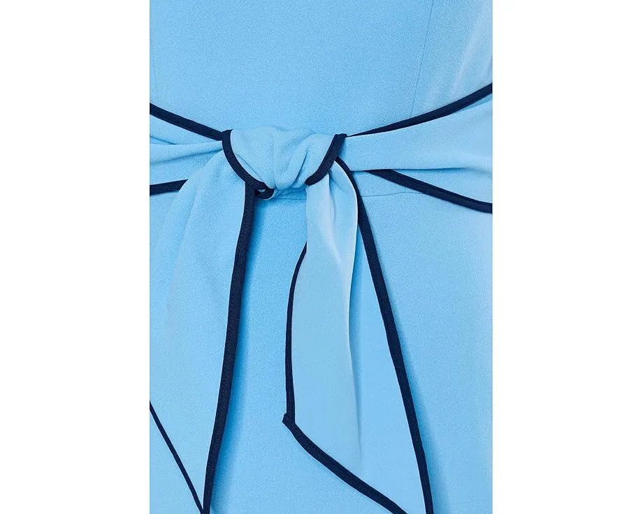 Платье миди Tipped Crepe Tie с поясом и длинным рукавом Adrianna Papell