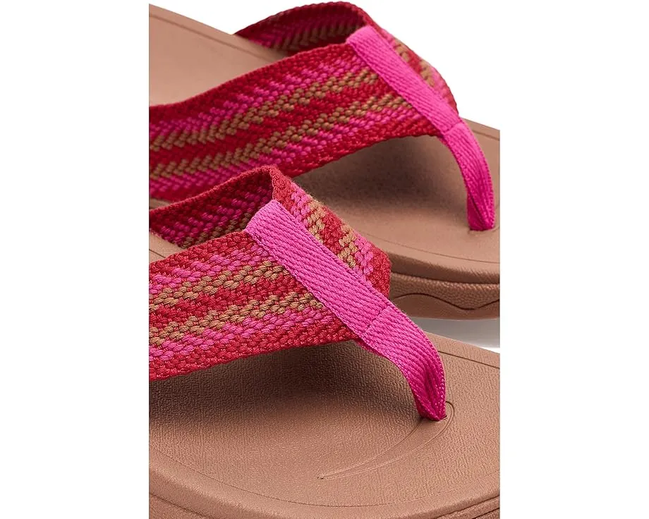 FitFlop Surfa Stripe-Webbing Toe-Post Sandals с ремешками из тесьмы