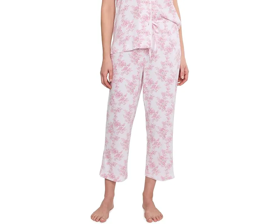 Пижамный комплект Lauren Ralph Lauren с длинным рукавом и брюками 7/8 из хлопкового полотна