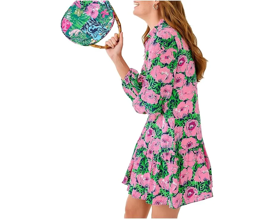 Платье Lilly Pulitzer Evaline из шелка с длинным рукавом и оборками