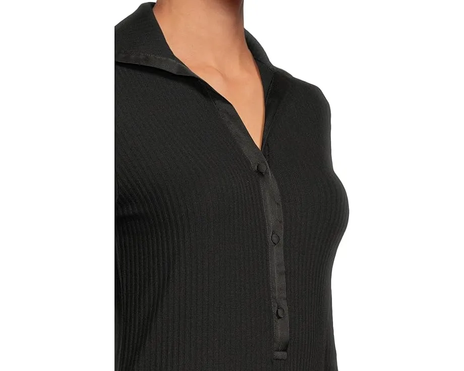 Комбинезон Cosabella Baciami Longsleeve из ребристого модала с шелковыми деталями