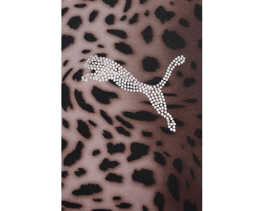 Приталенная футболка PUMA Essentials Graphics Leo Luxe с леопардовым принтом и стразами