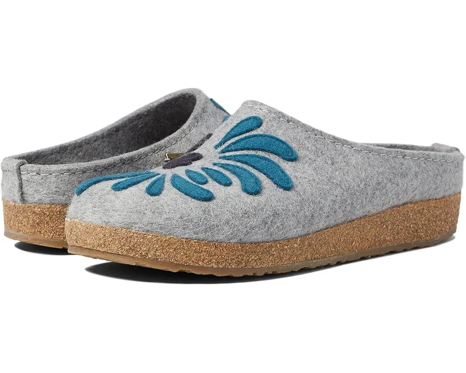 Haflinger Blooming домашние тапочки с аппликацией и плоской подошвой