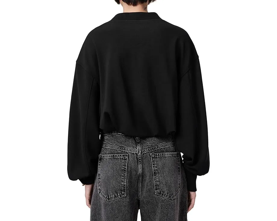Свитшот AllSaints Biggy Aster оверсайз с принтом и воротником стойкой
