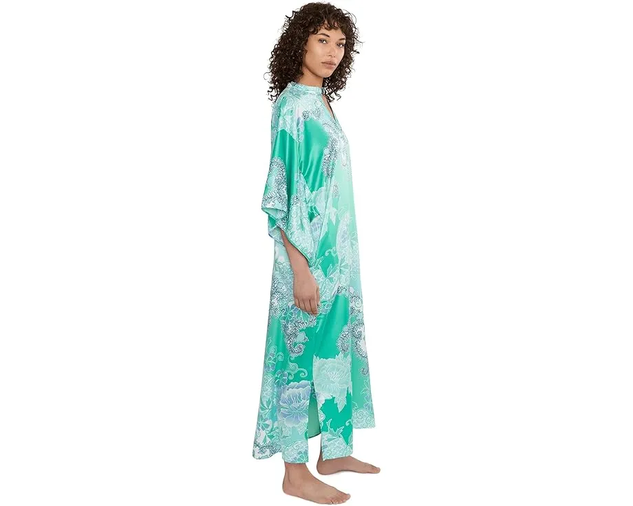 Кафтан N by Natori из сатина с принтом Flourish и карманами