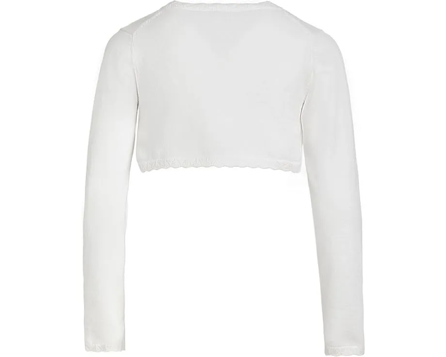 Короткий кардиган Cropped Cardigan с ажурной отделкой и длинными рукавами