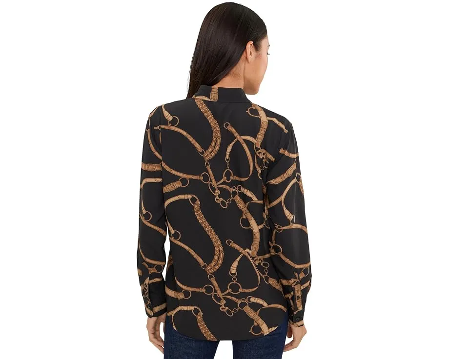 Блуза Petite Classic Fit с поясным принтом из крепа Lauren Ralph Lauren