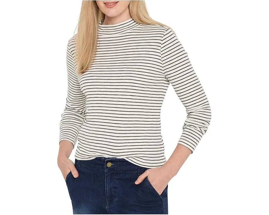 Футболка NIC+ZOE с длинным рукавом и воротником стойка в полоску