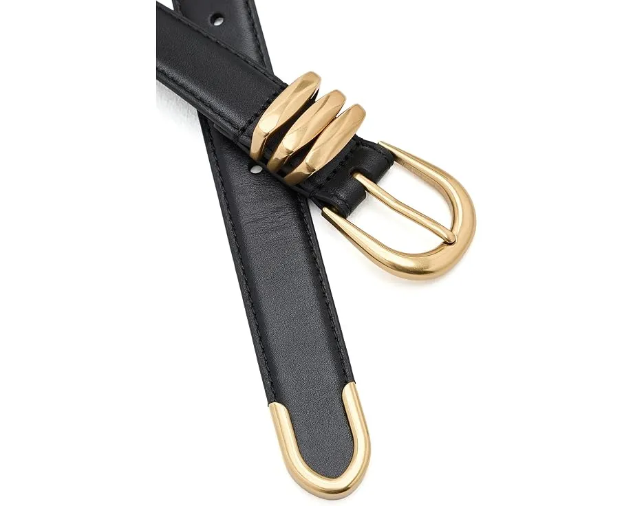 Ремень Lauren Ralph Lauren Metal-Keeper Leather Skinny Belt из черной кожи