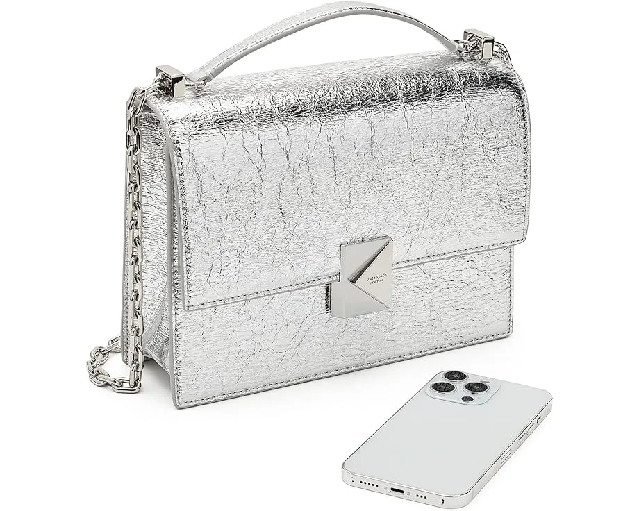 Сумка через плечо Kate Spade New York из мятой металлической кожи с цепочкой и верхней ручкой