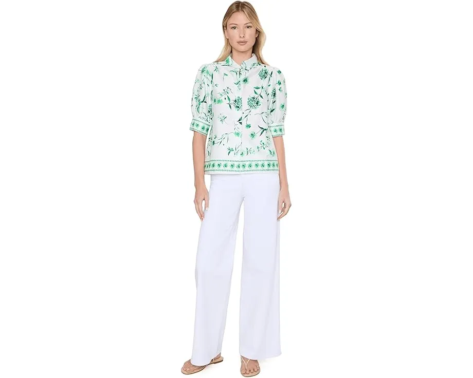 CeCe топ Cotton Sateen Hidden Placket из хлопкового сатина