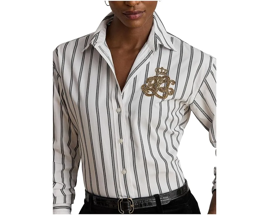 Рубашка Lauren Ralph Lauren Petite в полоску из хлопка расслабленного кроя