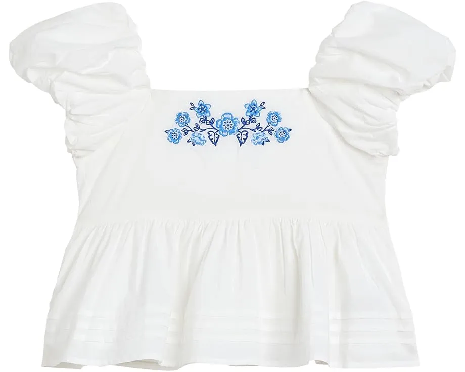 Блузка Janie and Jack с вышивкой и короткими рукавами буф