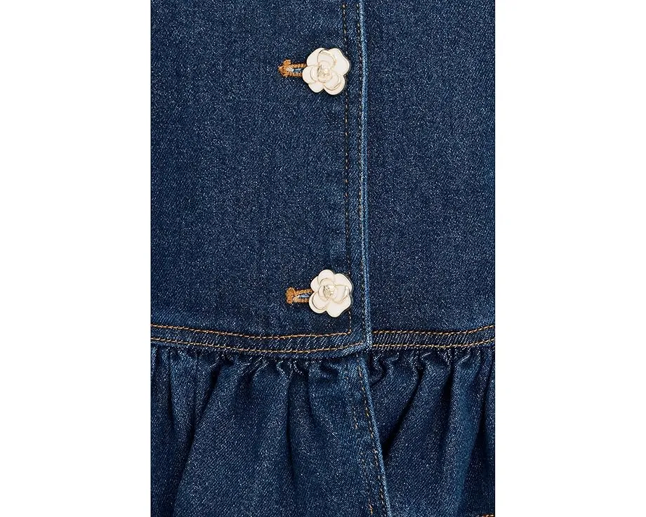 Джинсовая куртка CeCe с воротником и баской для женственного силуэта