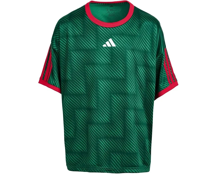 Топ adidas Kids Aop World Soccer с дизайном Чемпионата мира из переработанного полиэстера