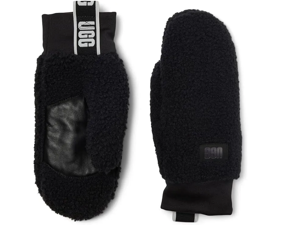 Варежки Uggfluff Mitten с логотипом и кожаной ладонью UGG