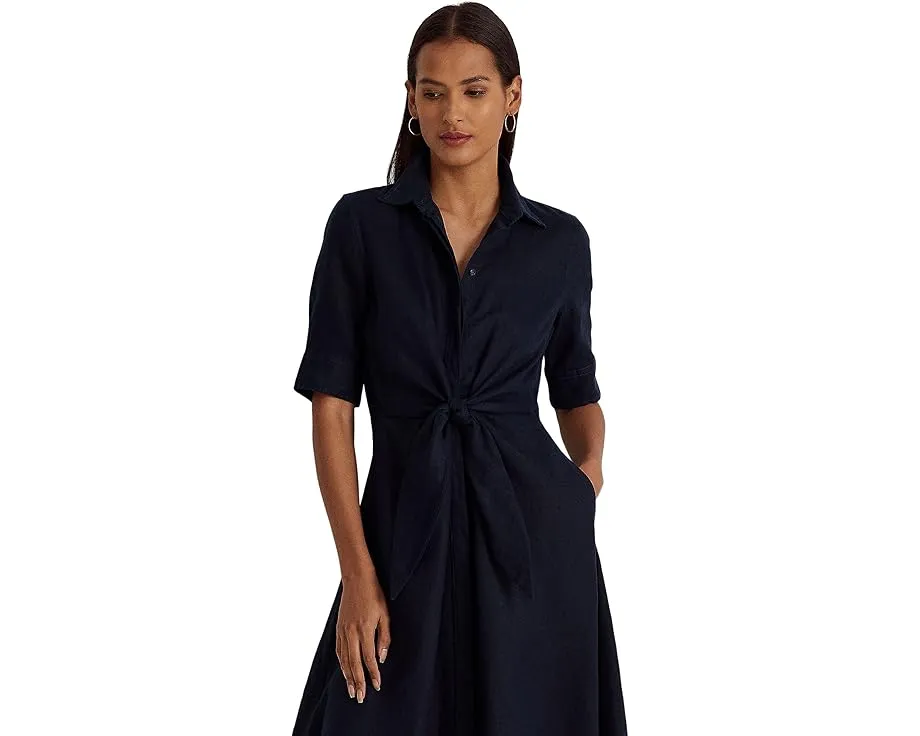 Платье-рубашка Lauren Ralph Lauren из льняного джерси с поясом